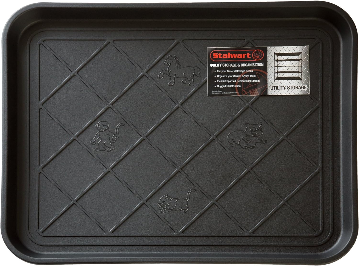 All Weather Boot Tray – Water Resistant Plastic Utility Rubber Shoe Mat – Indoor or Outdoor Doormats for Use in All Seasons by Stalwart (Black, Small) 1-pack SMALL