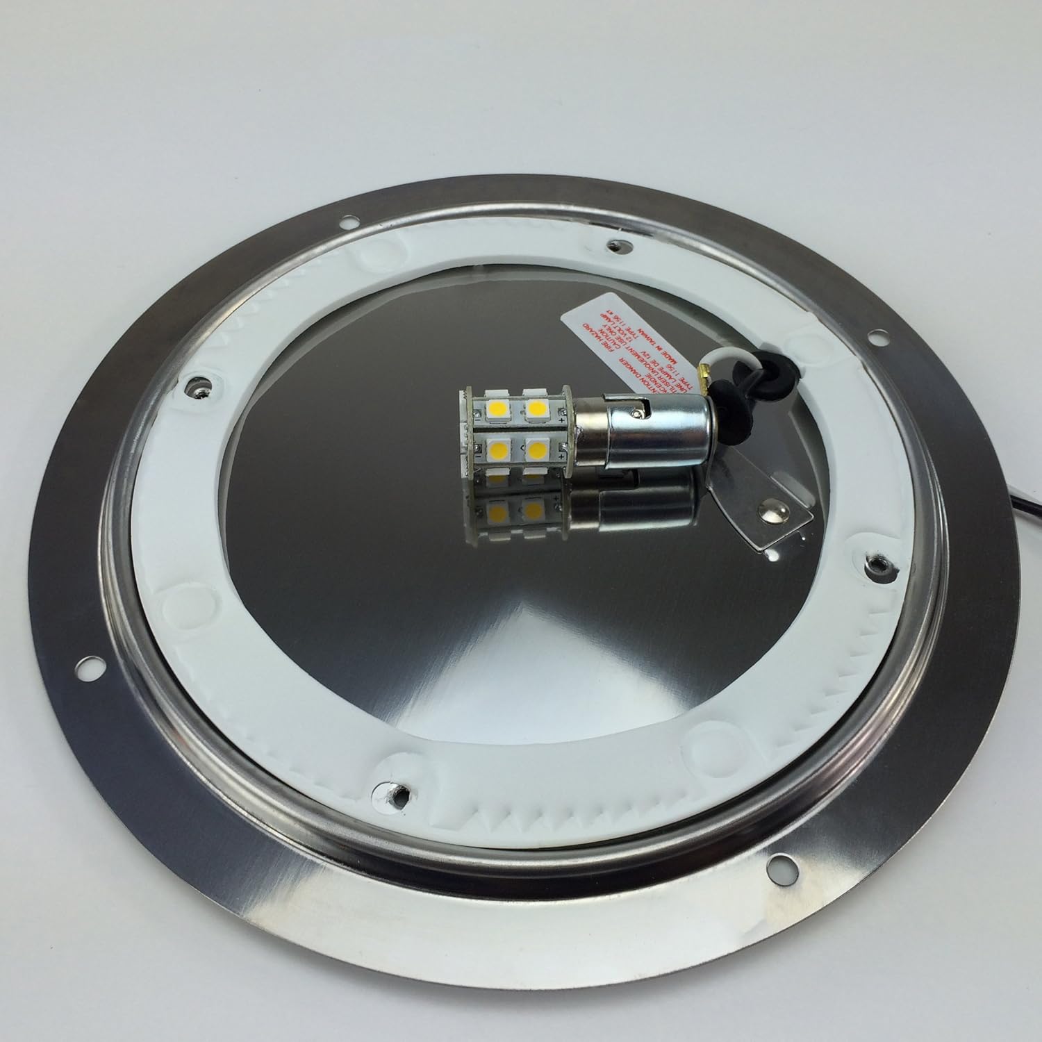 NEW RV TRAILER CAMPER 5TH WHEEL STAINLESS STEEL 8.5" ROUND SCARE PORCH 12V LED LIGHT