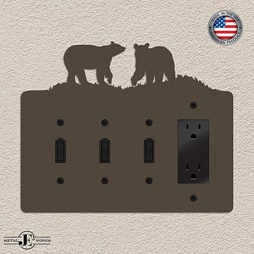 Miniatura 58 de Bear - Placa de pared para interruptor de luz (palanca simple, negro) - Fabricado en Estados Unidos Negro -,Marrón