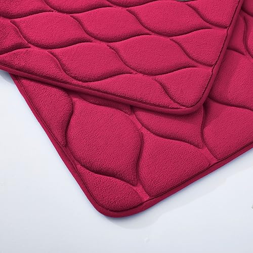 Miniatura 6 de Yafa Home Fashion Juego de alfombras de baño de 17 x 24 pulgadas + 20 x 32 pulgadas, espuma viscoelástica tapetes de baño absorbentes y