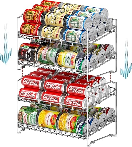 SimpleHouseware - Estante para latas de 2 niveles, color plateado