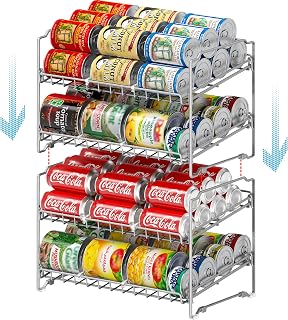 Simple Houseware 2 Tier Stackable Can Rack, Silver, 2 Pack