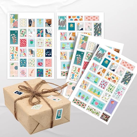 colortouch Packaging Stickers - Sequin Look Sticker for Gifts - 55pcs Different Sizes - Colorful Labels - Sequin Look Nature Series Stickers