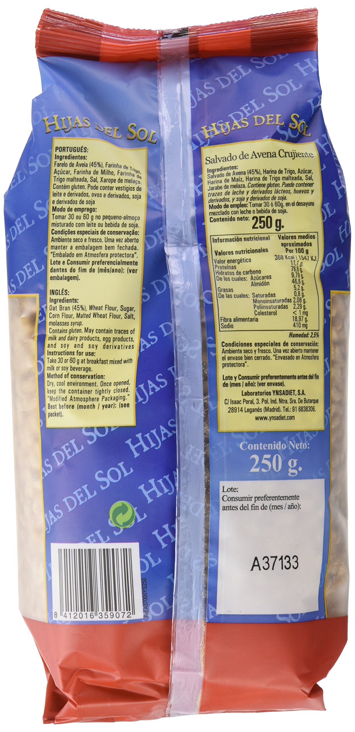 Hijas Del Sol Salvado De Avena Crujiente - 250 gr - [Pack de 4]
