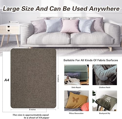 Vista 123 de Parches de reparación de lino grueso, parches de tela de lino autoadhesivos, 8 x 11 pulgadas, 2 unidades, multicolor, se pueden utilizar