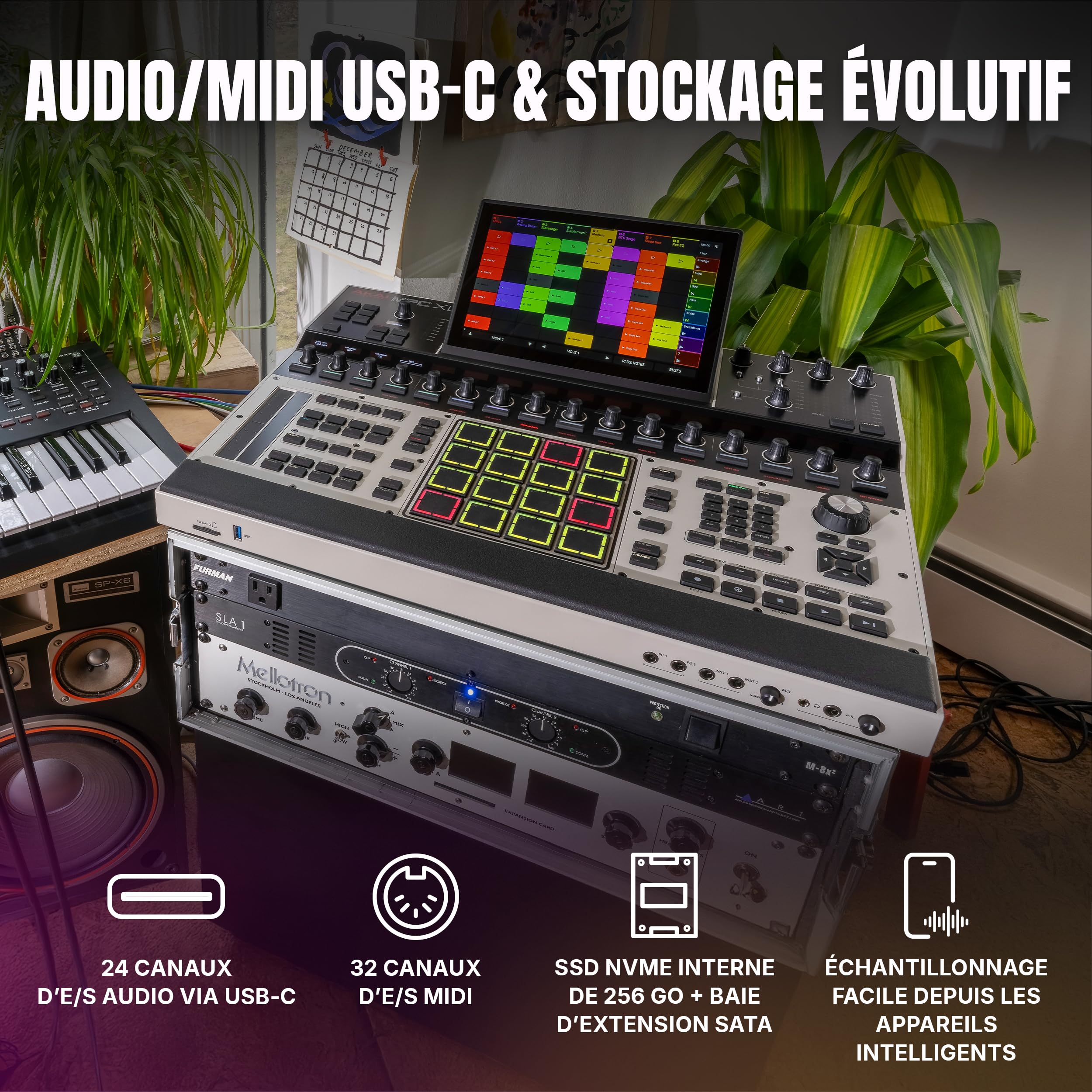 Akai Professional MPC XL Station de Production Musicale Autonome pour Sampling et Séquence avec Écran Tactile de 10,1 Pouces, Pads 3D MPCe, CPU 8 Cœurs, 16 Go de RAM et SSD 256 GO