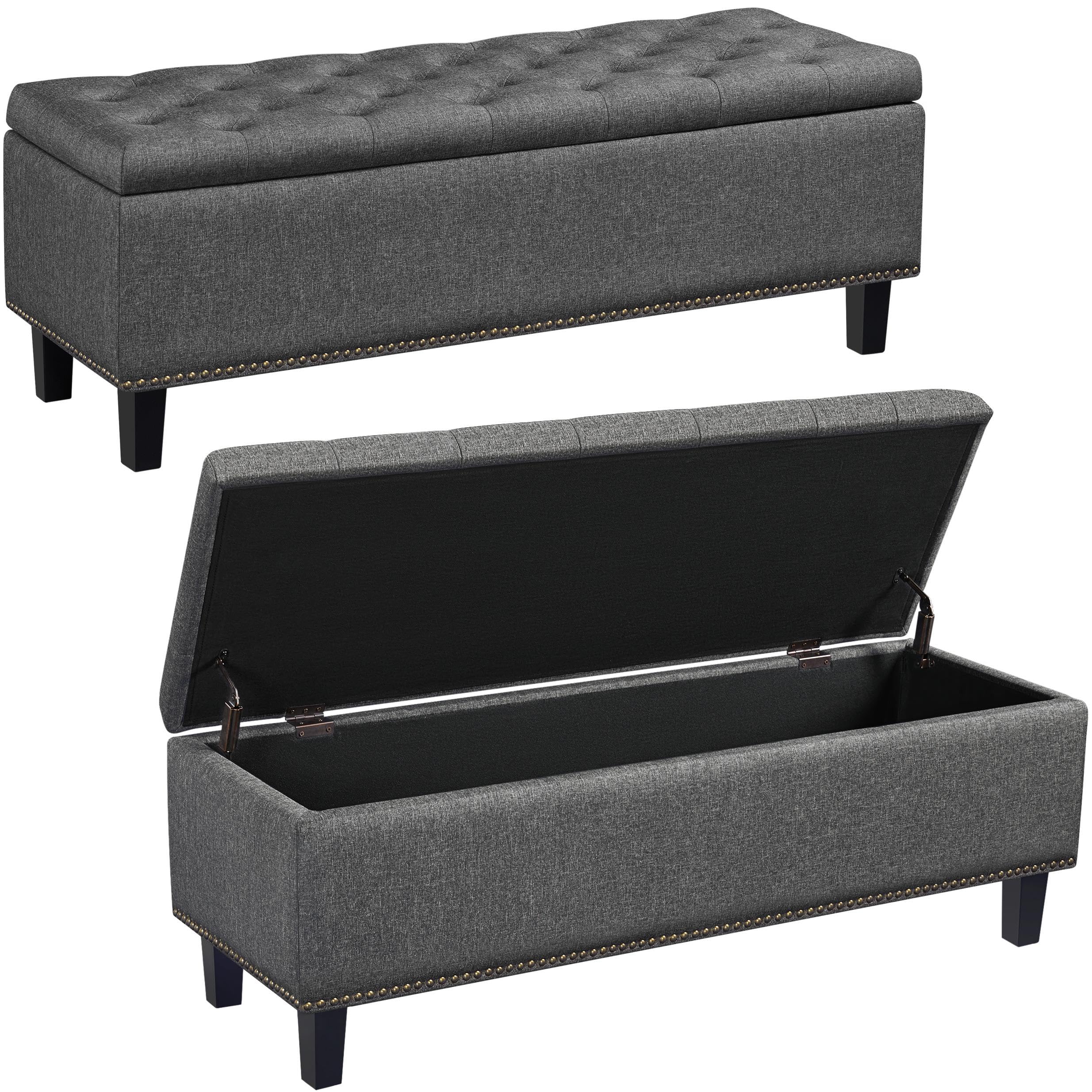 Yaheetech 49 Dark Gray Storage Ottoman