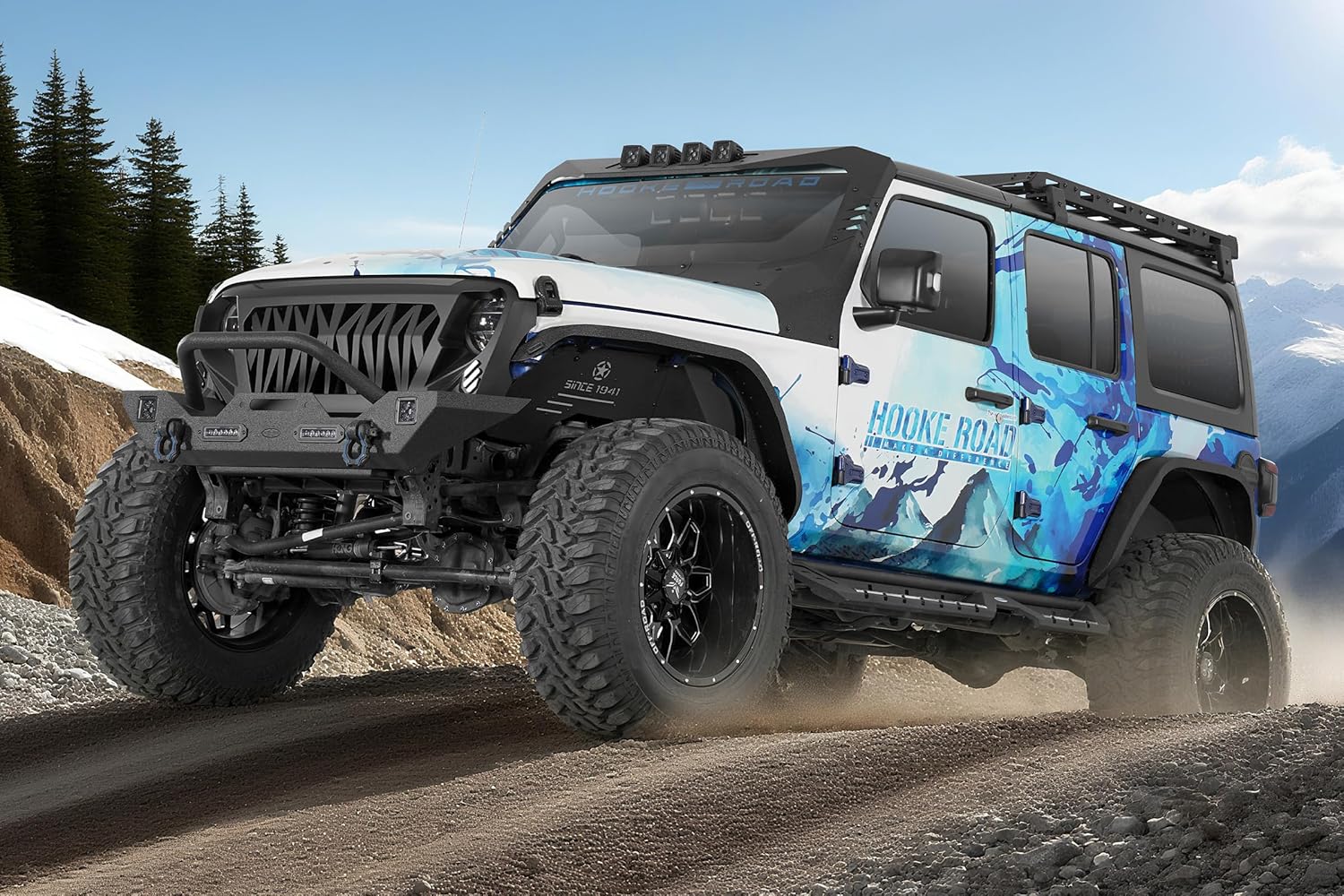 Hooke Road JL Slim Flat Fender Flares for 2018-2026 Jeep Wrangler JL JLU 2/4 Doors, Front and Rear Steel Fenders with LED Turn Signal Lights - 4 PCS Set