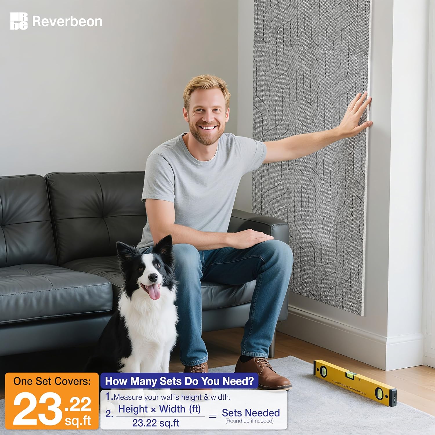 6 PCS Acoustic Panels, 23.6x23.6 Inch Sound Absorbing Panels, Decorative Acoustic Wall Panels for Recording and Home Studio, Office with Double-Sided Adhesive Tape