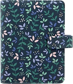 Filofax Garden Organizer, Pocket Size, Dusk - Leather-Look, Gold Foil Accents, Six Rings, Week-to-View Insert, Multilingual (C028717)