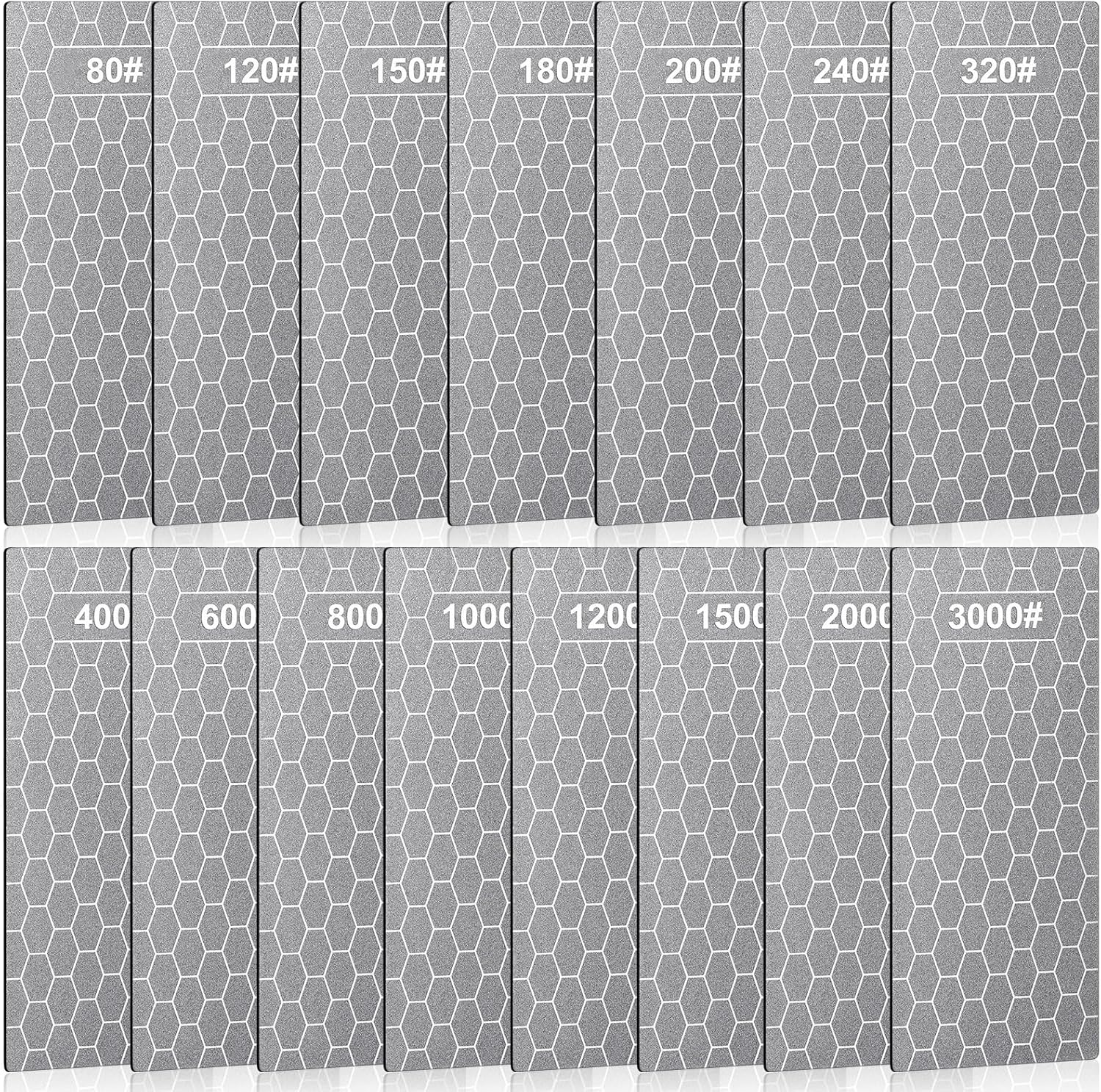 15 Pcs Diamond Sharpening Stone, Diamond Lapping Plate with Extra Fine/medium/coarse Plate and Non-slip Base 80/120/150/180/200/240/320/400/600/800/1000/1200/1500/2000/3000 Grit