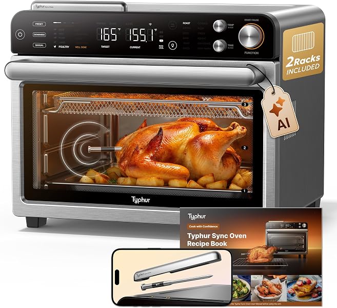 Typhur Sync Oven air fryer toaster oven combo with a wireless meat thermometer probe