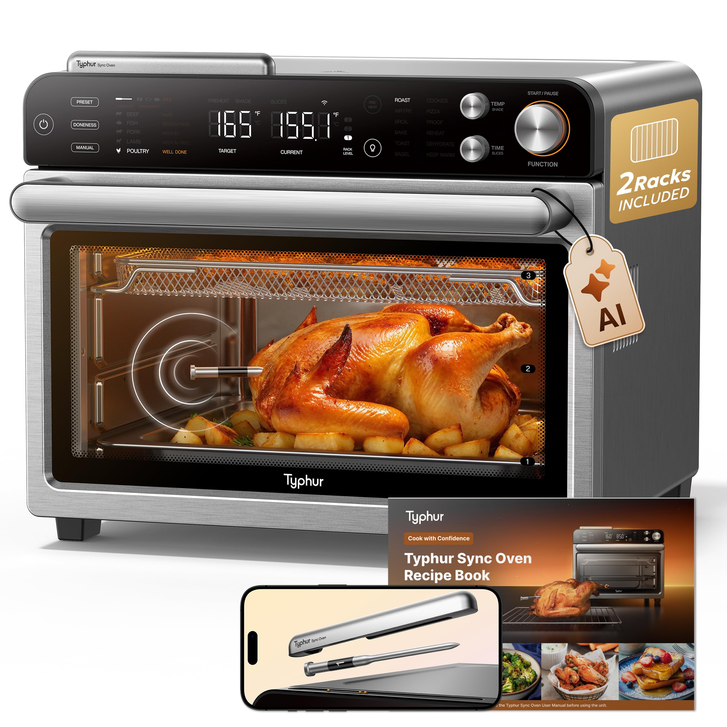 Typhur Sync Oven with Smart Wireless Meat Thermometer Probe