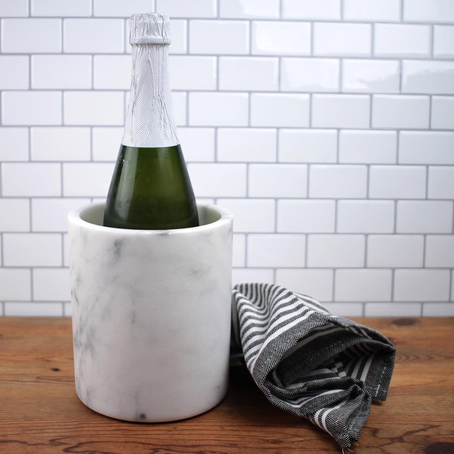RSVP International Cooler & Kitchen Holder | Doubles as Tool Crook or Wine Chiller, 5.5" x 6.25", White Marble - Image 4