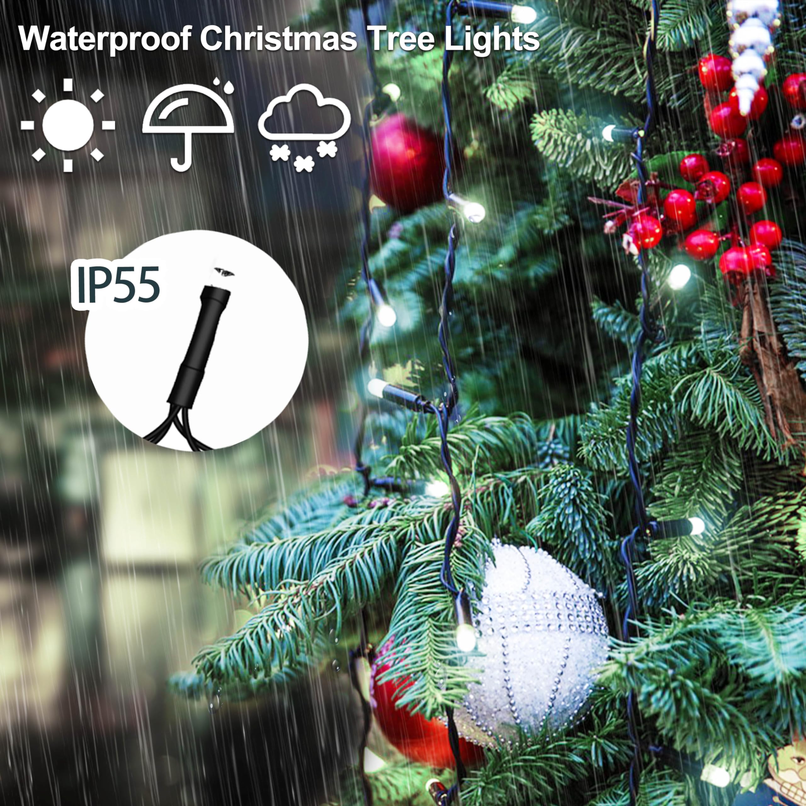 Luces para Arbol de Navidad 400LED con Estrellas, Luces con 8 Modos, 2m x 16 Guirnalda de Luces Blanco Cálido Luminosa Decoración para Interiores y Exteriores, Blanca Fría