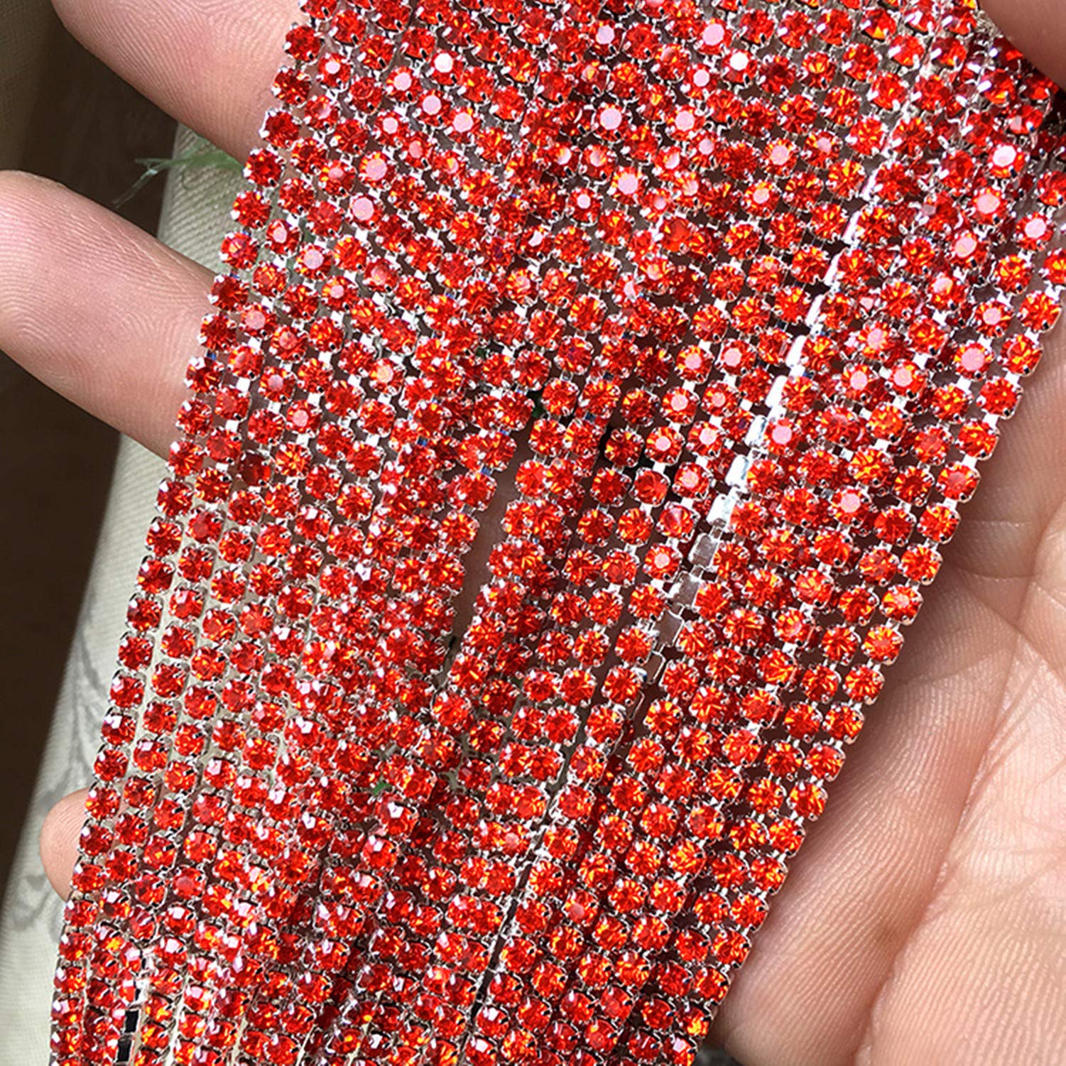 Chaîne à strass en cristal orange de 10m pour couture et customisation de robe