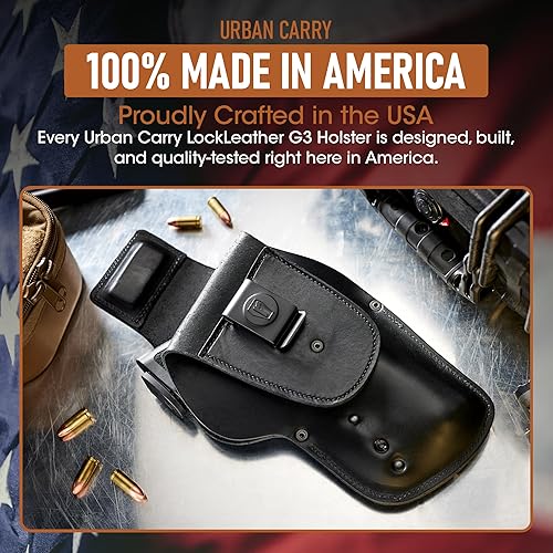 Miniatura 2 de Urban Carry LockLeather - Funda para teniente G3 para Smith y Wesson M&P Shield (Shield/Shield M2.0 / Plus) | Diseño híbrido de cuero/polímero