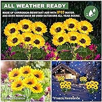 Vista 7 de 6 paquetes con 36 luces de girasol, luces solares para jardín al aire libre, luces solares de flores impermeables, regalos de cumpleaños de girasol
