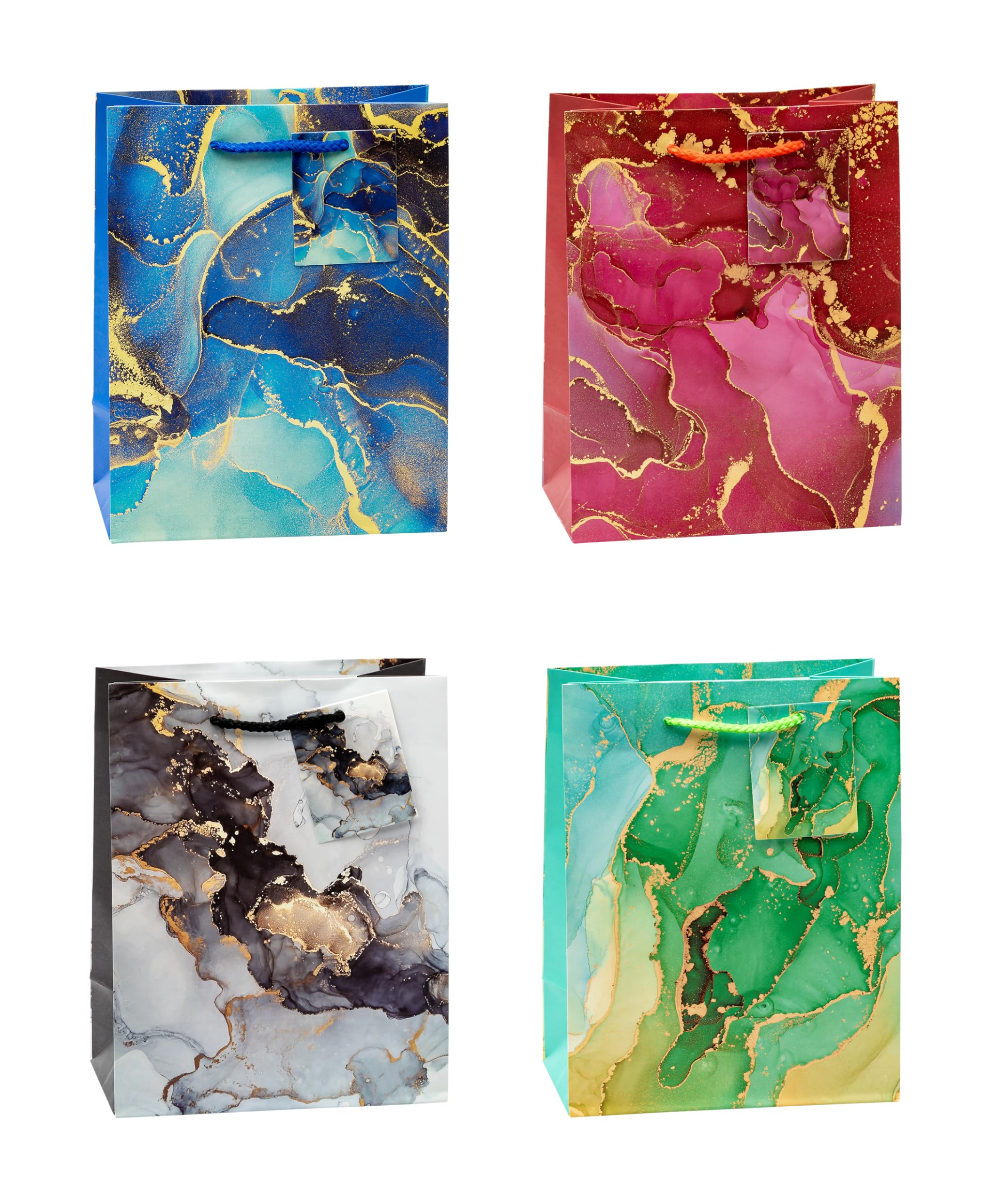 K3T 83016 Gift Bags Marble Pack of 12 Medium (H x W x D) 23 x 18 x 10 cm, Motif marble, 1 count (Pack of 12)