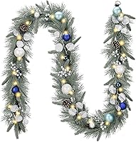 Vista 11 de Valery Madelyn - Guirnalda de Navidad de 1,8 m, preiluminada, con luces, para manto, guirnalda navideña iluminada para exteriores, con bolas