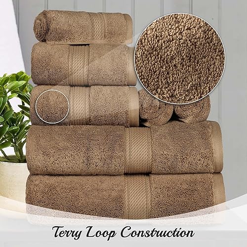 Vista 363 de SUPERIOR - Juego de toallas de algodón egipcio de 28.22 oz/m², incluye 2 toallas de baño, 2 toallas de mano, 2 toallas para la cara, artículos