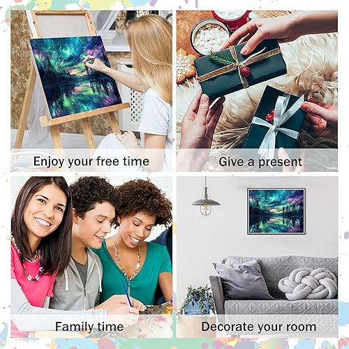 Miniatura 6 de Hutarosl Pintura por números para adultos, lienzo Aurora por números para adultos, pintura de cielo estrellado por números para adultos, kits de