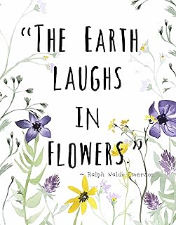 Wall Art Print by RALPH WALDO EMERSON quote w/Wildflowers: The Earth Laughs in Flowers (8"×10")