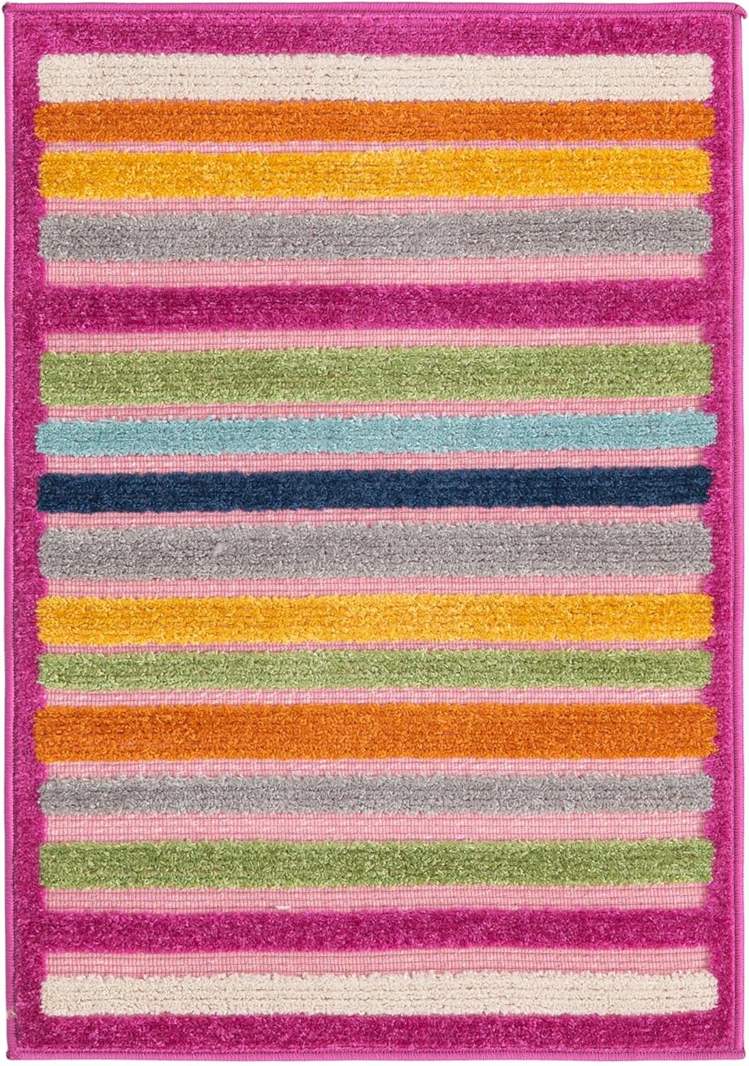 Rugs.com Aruba Outdoor Collection Rug – 2' x 3' Pink Low-Pile Rug Perfect for Any Outdoor Space, Entryways, Kitchens, Breakfast Nooks, Accent Pieces