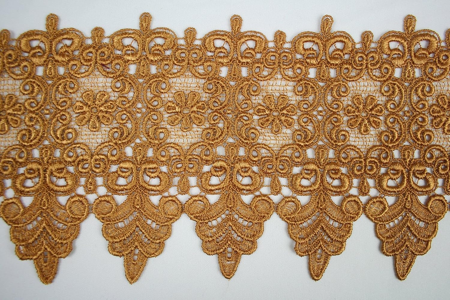 Altotux 5 & 1/8" Gray Green Lilac Burgundy Embroidered Venice Lace Trim By 15" (ORANGE)