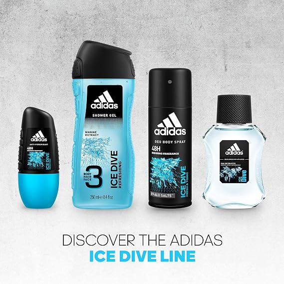 Adidas Ice Dive 24 Hours Fresh Boost Cool Tech Deodorant Body Spray for Men, 4 Ounce