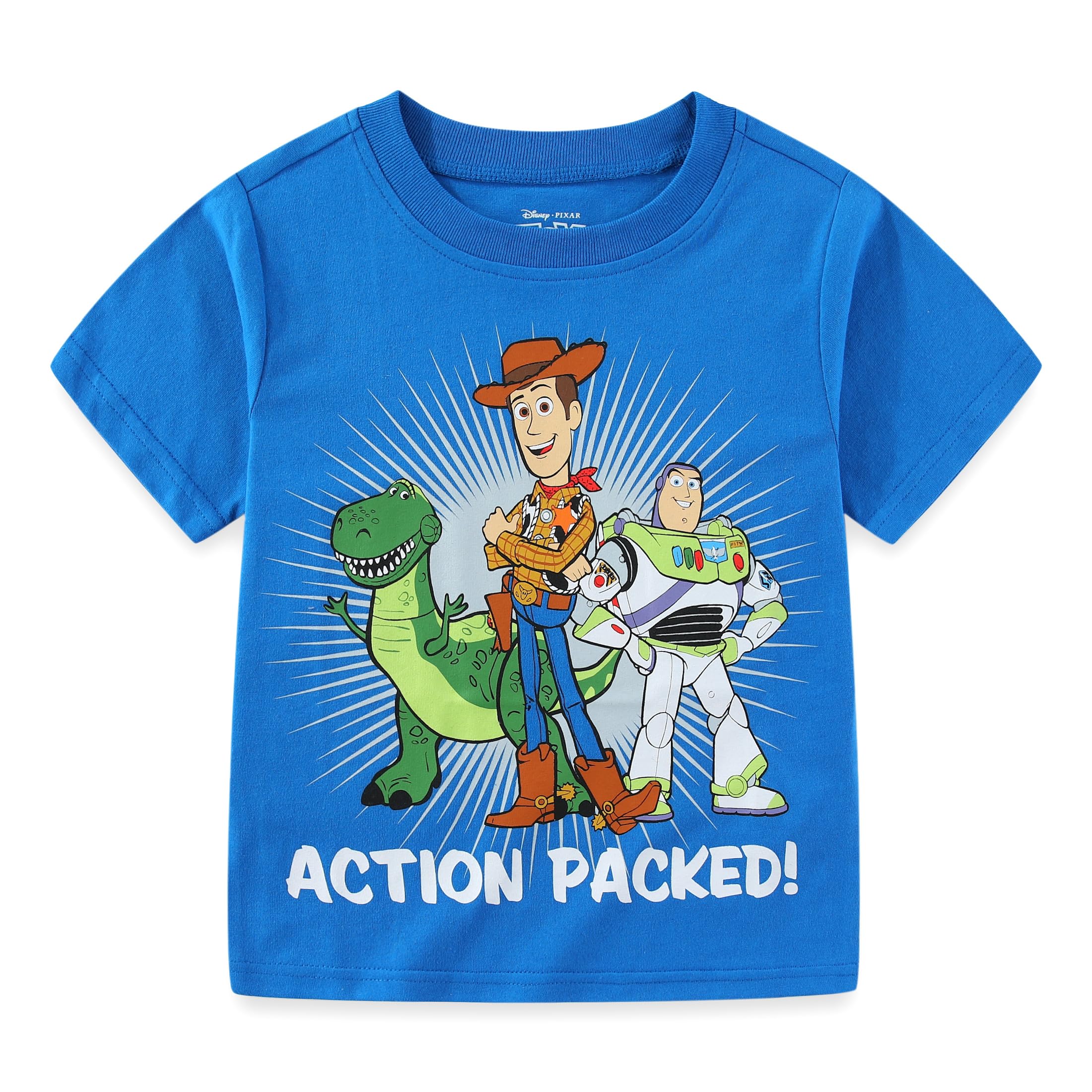 Disney Toy Story Woody, Buzz and Rex chłopięca koszulka z krótkim rękawem, 4-pak dla maluchów i małych dzieci