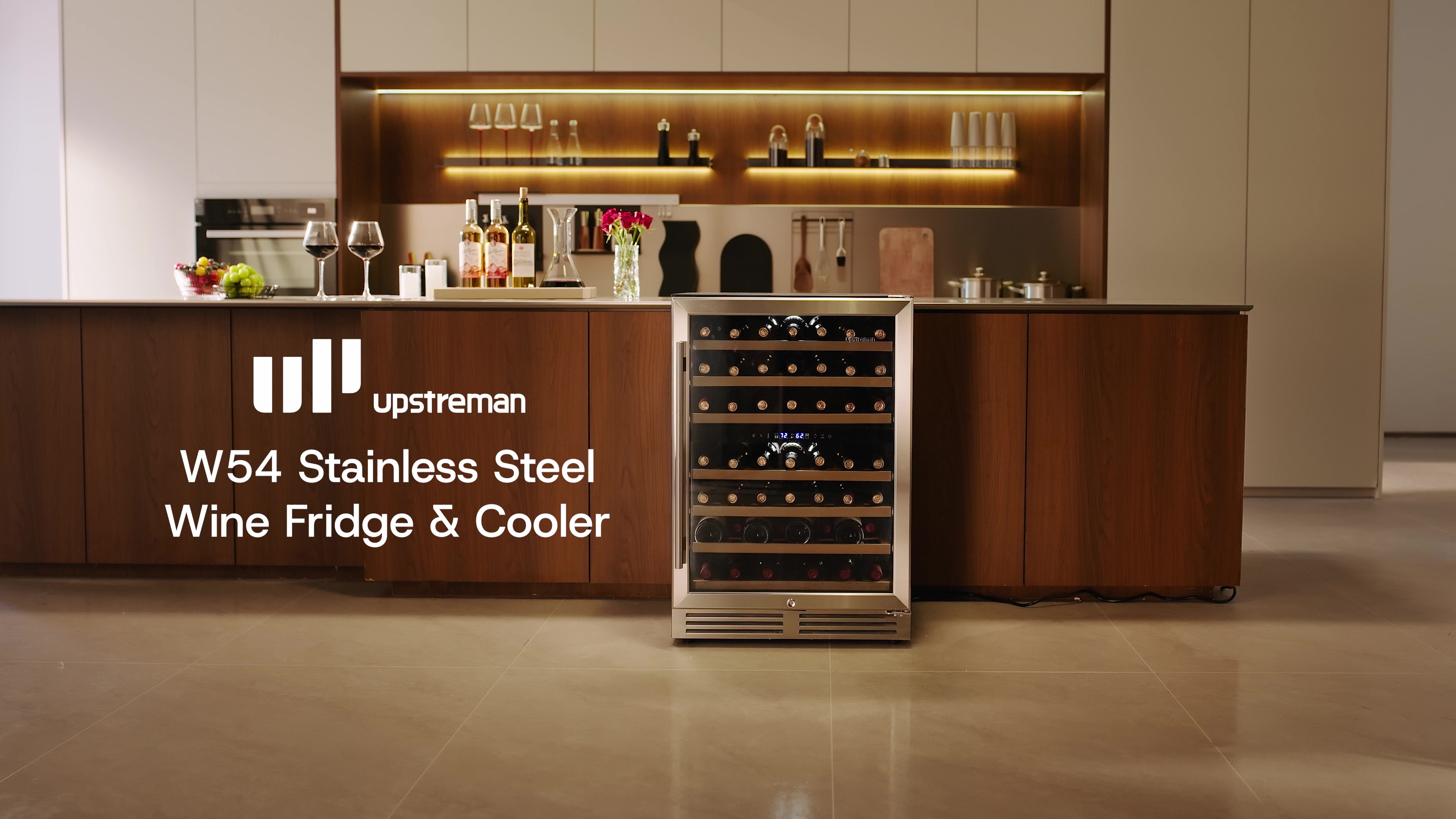 Image of Upstreman 24 Inch Wine Fridge, 54 Bottles Dual Zone Wine Cooler