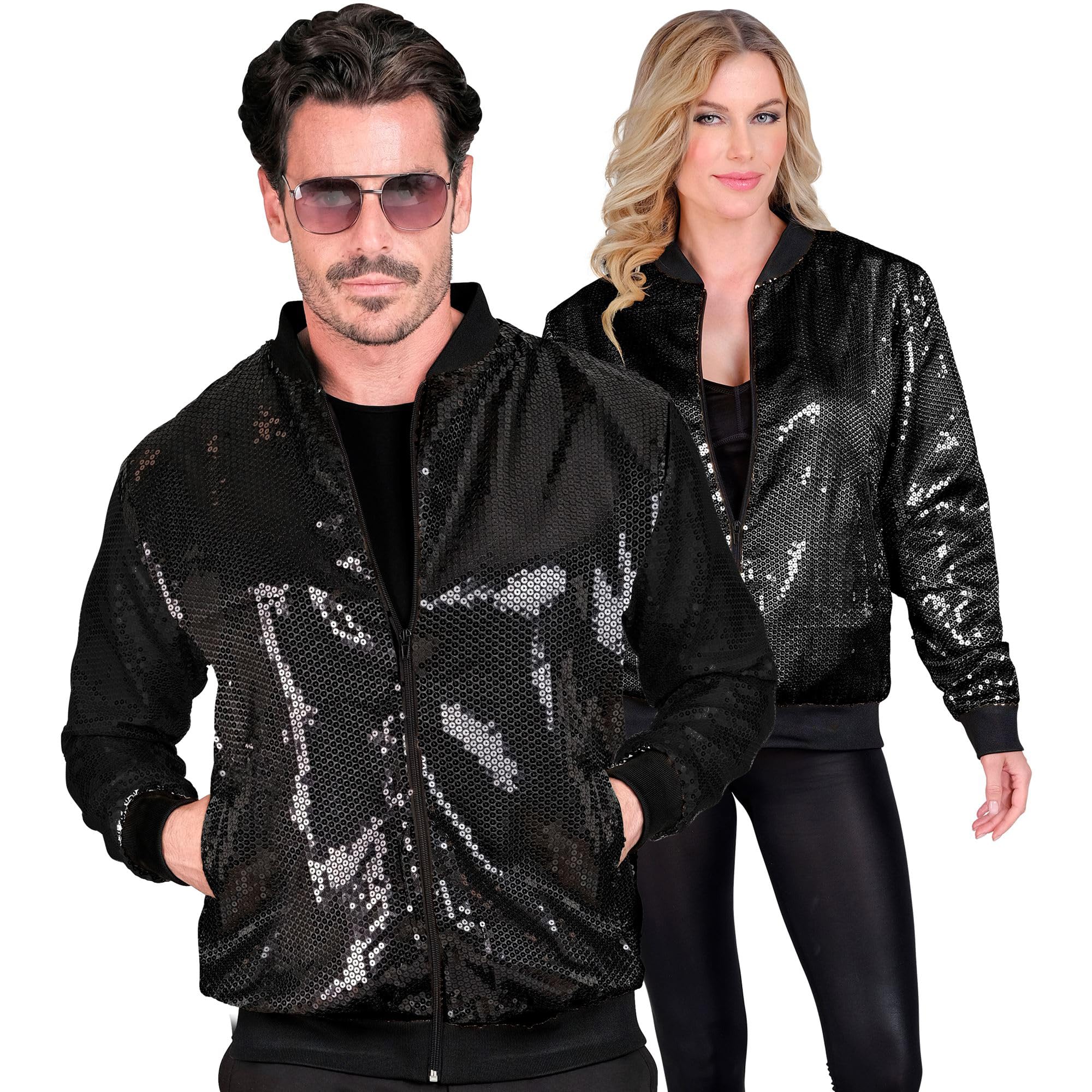 WIDMANN - Party Fashion Bomber Jacket, Sequin Jacket, Vest, Party Outfit, Disco