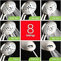 Vista 4 de Hotel Spa AquaCare Cabezal de regadera de mano de alta presión de 8 modos, boquillas antiobstrucción, lavado a máquina integrado para limpiar