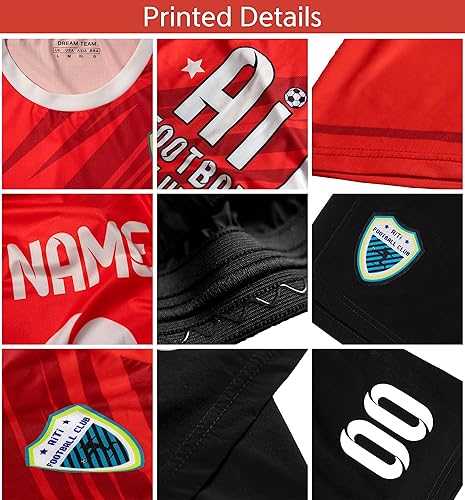 Miniatura 6 de Jersey de fútbol personalizado degradado con pantalones cortos Número de nombre impreso Entrenamiento deportivo Uniformes de gran tamaño para