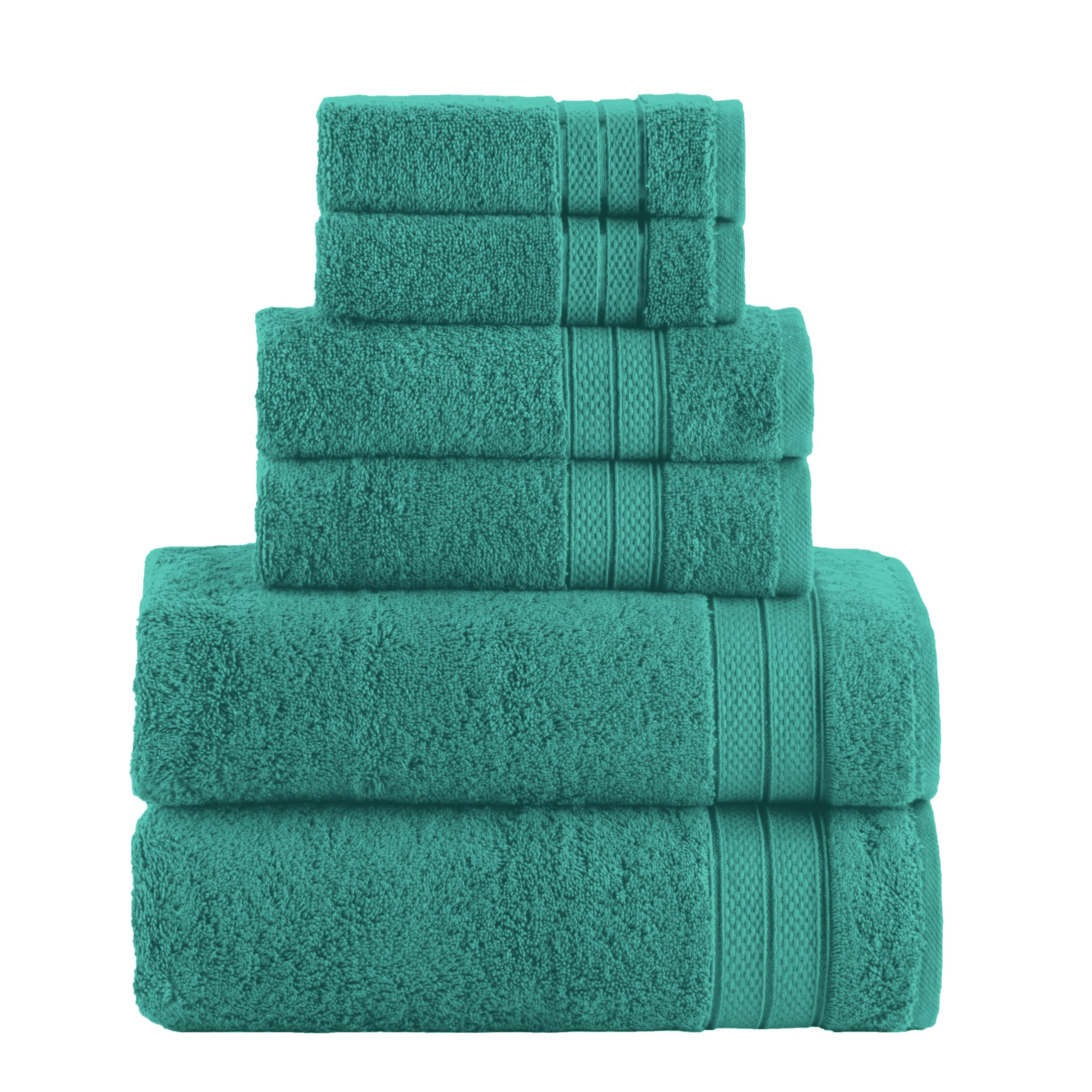 Elegant Comfort Luxury 6-Piece Towel Set, Premium Soft 100% Turkish Cotton, Three Line Popcorn Design 2 Bath Towels, 2 Hand Towels and 2 Washcloths