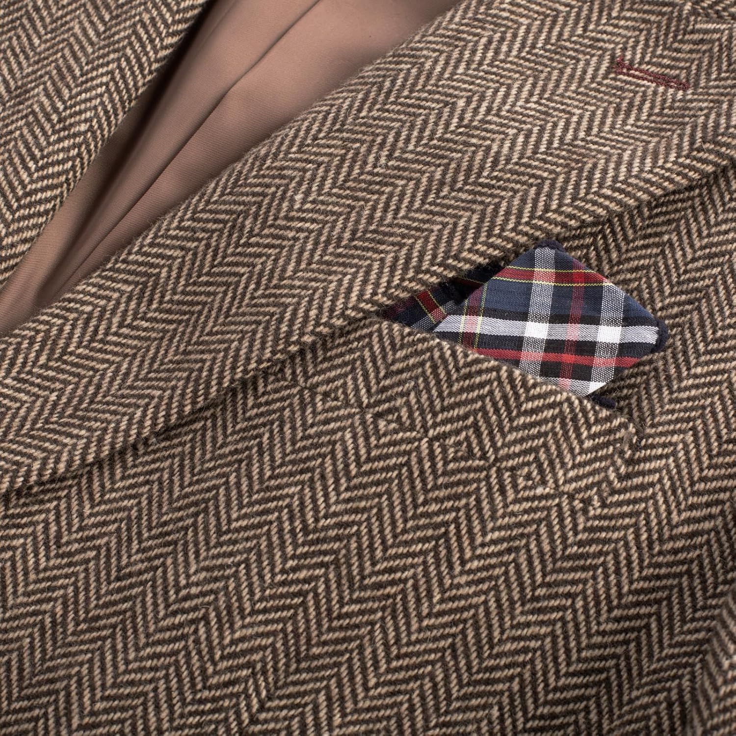 PJ PAUL JONES Mens Blazer Vintage Herringbone Tweed Blazer Two Button Wool Blend Sport Coat with Pocket Square - Image 2