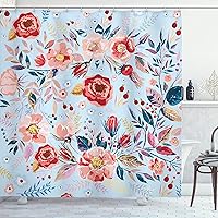 Vista 113 de Ambesonne Cortina de ducha de caballo, potente semental de Appaloosa, elegante estampado equino de campeón de sangre pura real, juego de decoración