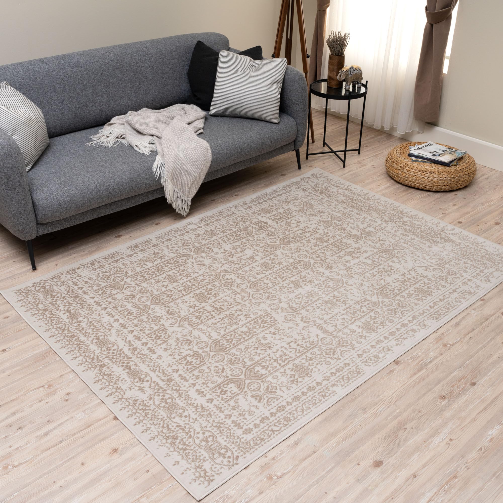 The Rugs Unisex Light Beige Montana Vintage Design Living Room Area Rug 3716 In 240Cm X 340Cm