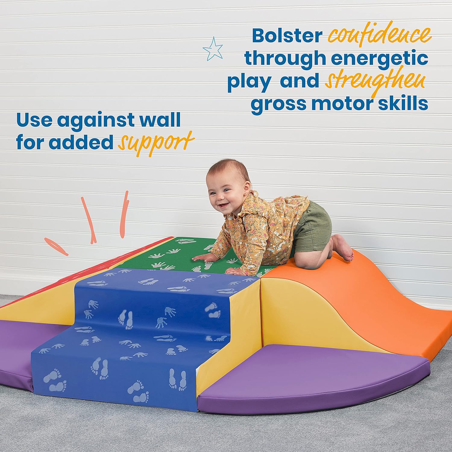 ECR4Kids SoftZone Little Me Foam Wall Climber - Indoor Active Play Structure for Toddlers and Kids - Soft Foam Play Set, Primary