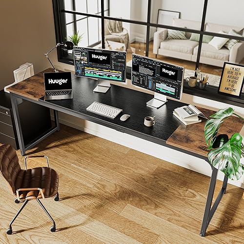 Miniatura 6 de Huuger - Escritorio para computadora de oficina de 78.7 pulgadas con almacenamiento, escritorio de trabajo y escritura para oficina en casa,