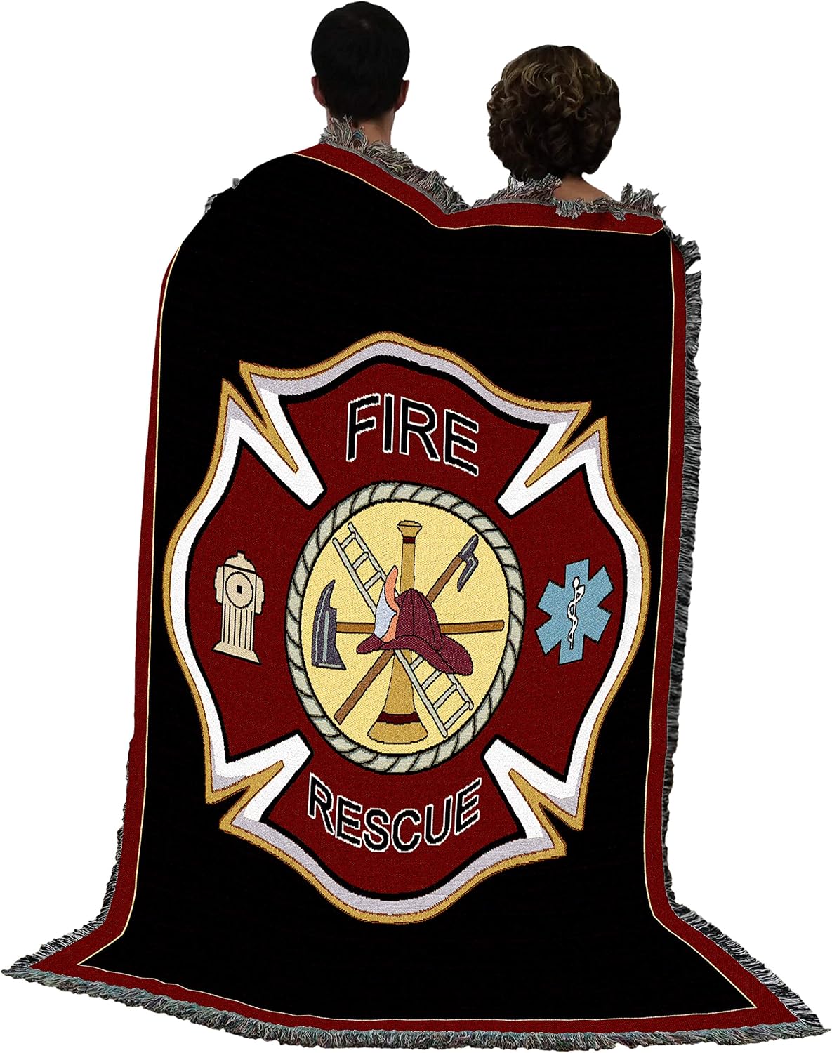 Pure Country Weavers Fire Department Firefighter Shield Blanket - Gift Tapestry Throw Woven from Cotton - Made in the USA (72x54)
