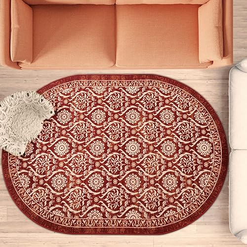 Miniatura 114 de Antep Rugs - Alfombras antideslizantes (antideslizante) 5 x 7 con parte trasera de goma floral geométrica de bajo perfil para interiores