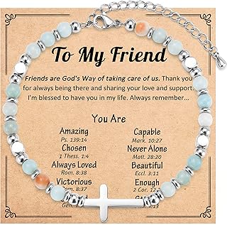 Cross Bracelet for Women Girls, Christian Gifts for Women Friends Sister in Christ Daughter Niece Granddaughter on Birthday Christmas Confirmation Baptism Easter Graduation Valentines Day