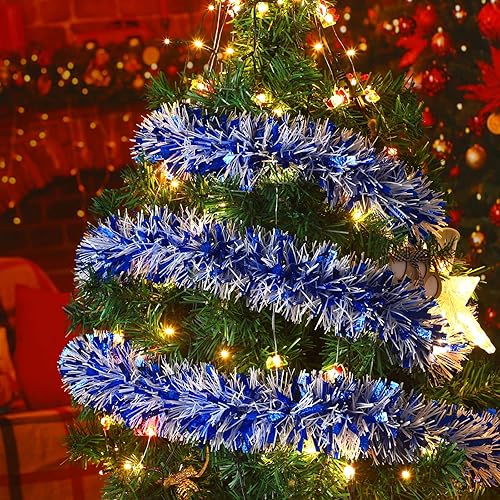 Miniatura 4 de Guirnalda de oropel de Navidad de 26.2 pies, guirnalda metálica de oropel torcido, guirnalda de Halloween artificial para árbol de Navidad,