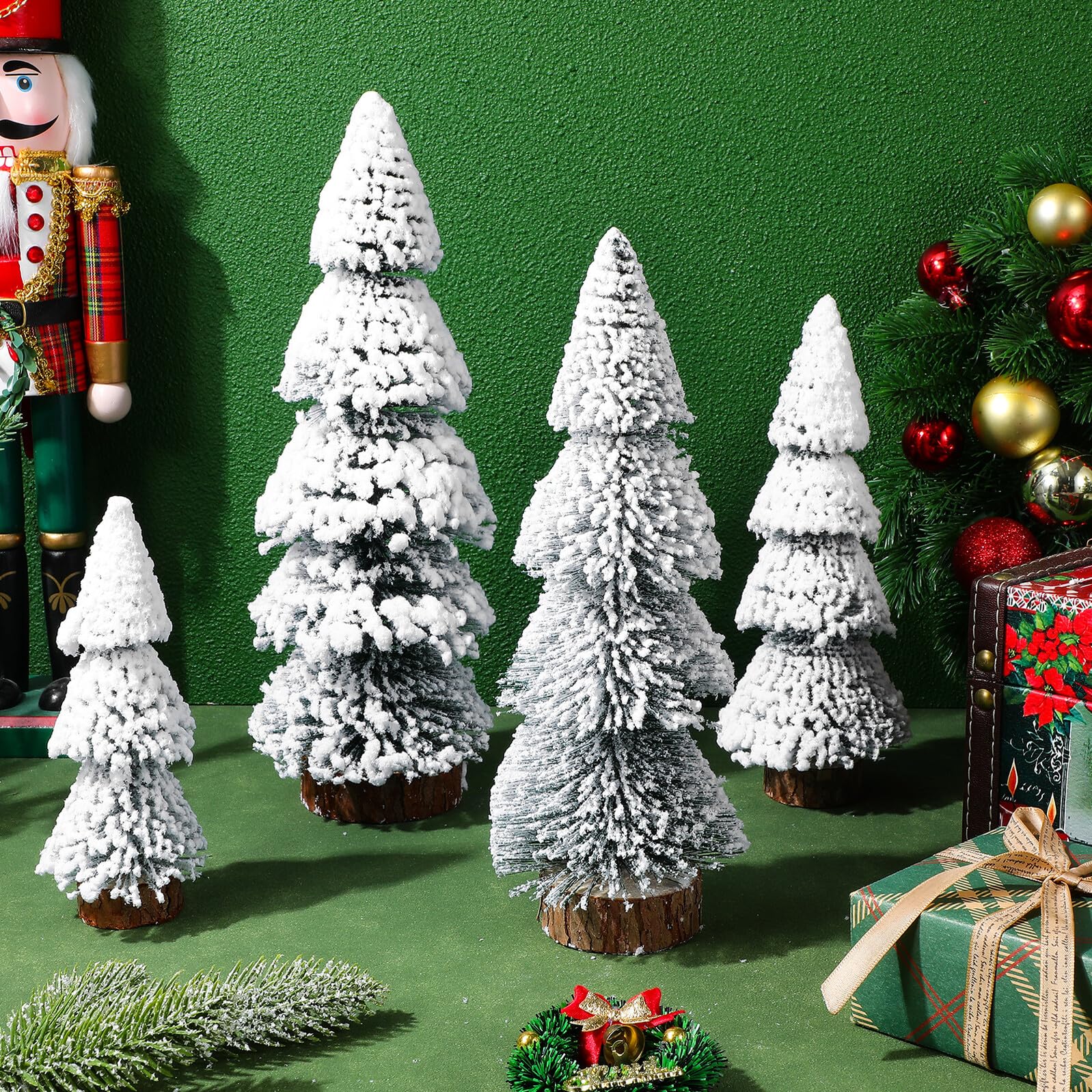 4piezas Árboles de Navidad Miniatura de Escritorio de Árbol Artificial de Decoración Navideña para Mesa de Oficina Adornos de Fiesta de Invierno