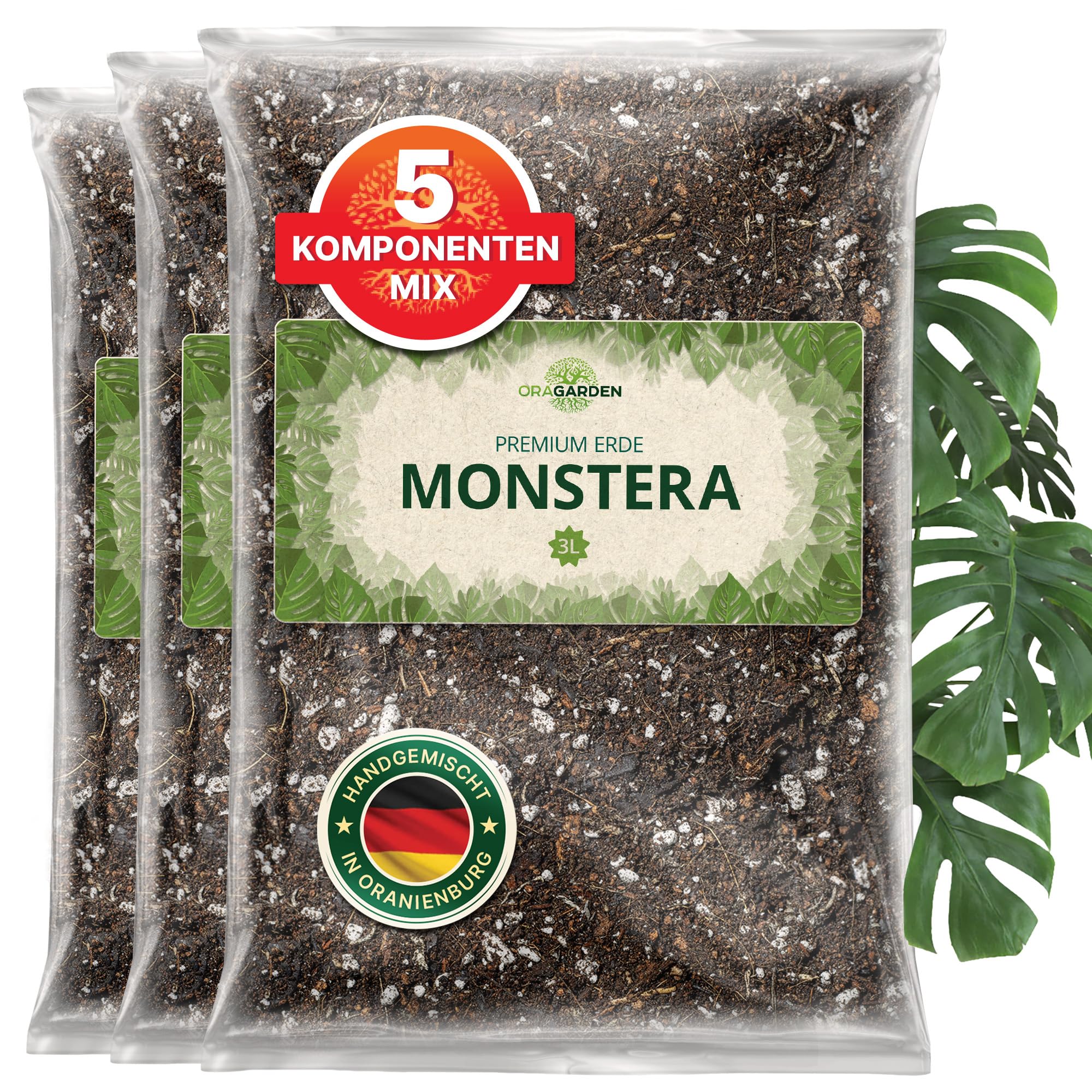 Terreau Monstera 9L – Sustrato Light Mix – Planta verde interior – 5 componentes – Tierra para cultivar