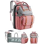 ISMGN Diaper Bag Backpack with Changing Station, Large Diaper Bag, Baby Bag, Multifunctional Diaper Bag, Pinkgray