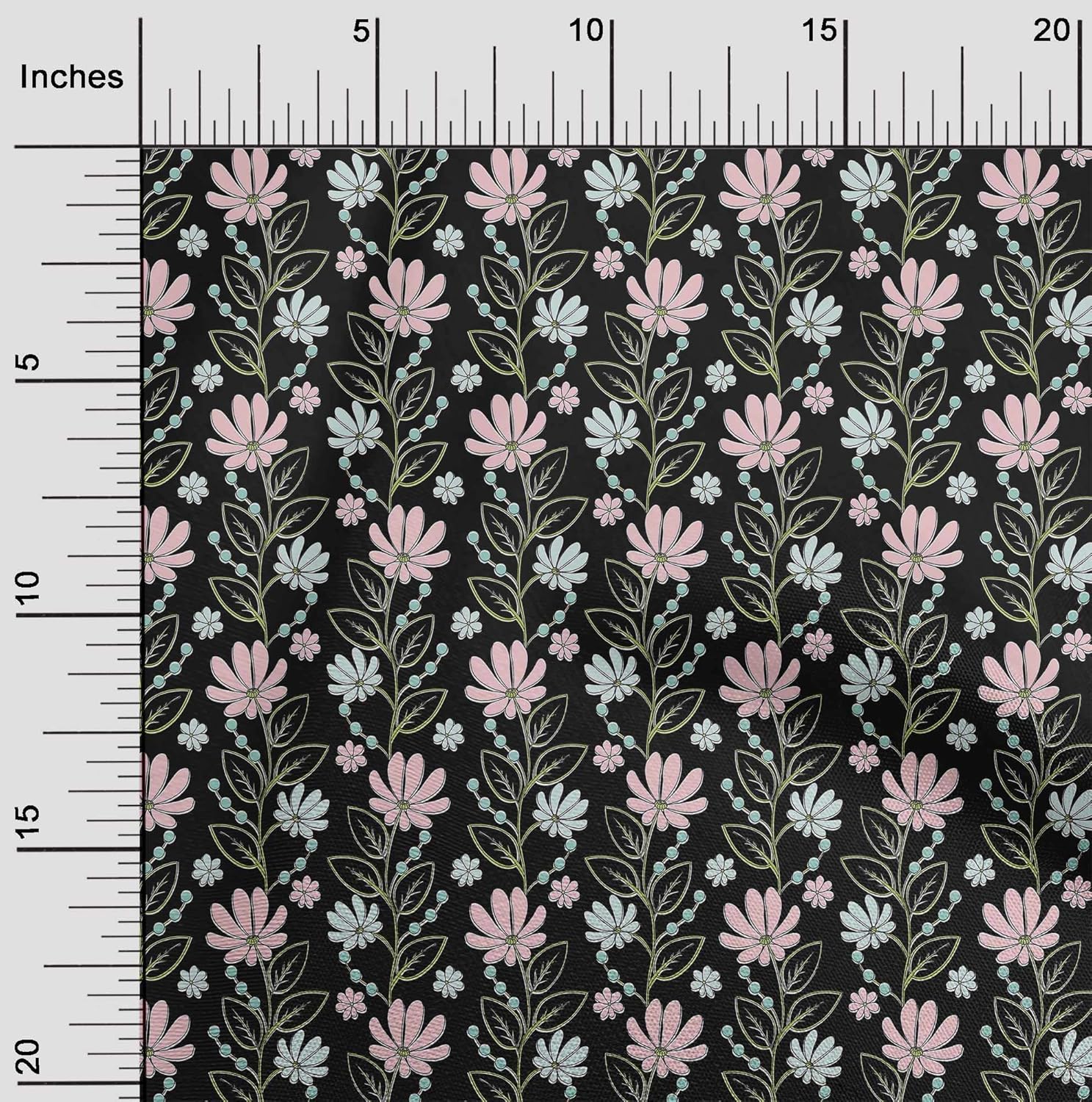 oneOone Cotton Jersey Black Fabric Leaves & Flower Floral Quilting Supplies Print Sewing Fabric by The Yards 58 Inches Wide