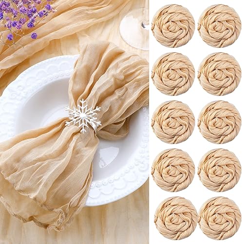 Miniatura 1 de Cindeer Juego de 20 servilletas de gasa de gasa rústicas y bohemias, servilletas de tela arrugada, servilletas decorativas para el hogar, boda,